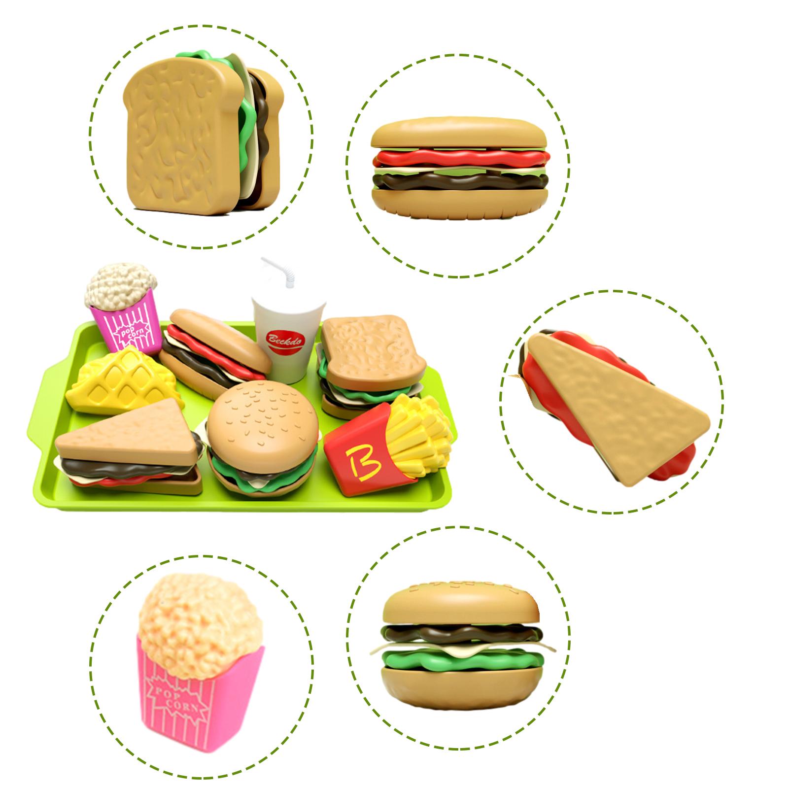 Kids Outdoor Kitchen Accessories - 27ชิ้นของเล่นในครัวของเล่นเด็กจำลองแฮมเบิร์กฟรายอาหารแบบมอนเตสซอรี่ของเล่นเพื่อการศึกษาของขวัญสำหรับเด็กผู้หญิง