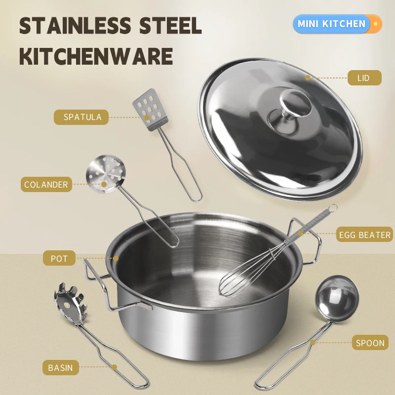 ชุดของเล่นครัวสแตนเลสสำหรับเด็ - Kids Outdoor Kitchen Accessories บทวิจารณ์และราคา